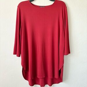 Eileen Fisher Burgundy Silk‎ 3/4 Sleeve Tunic Top